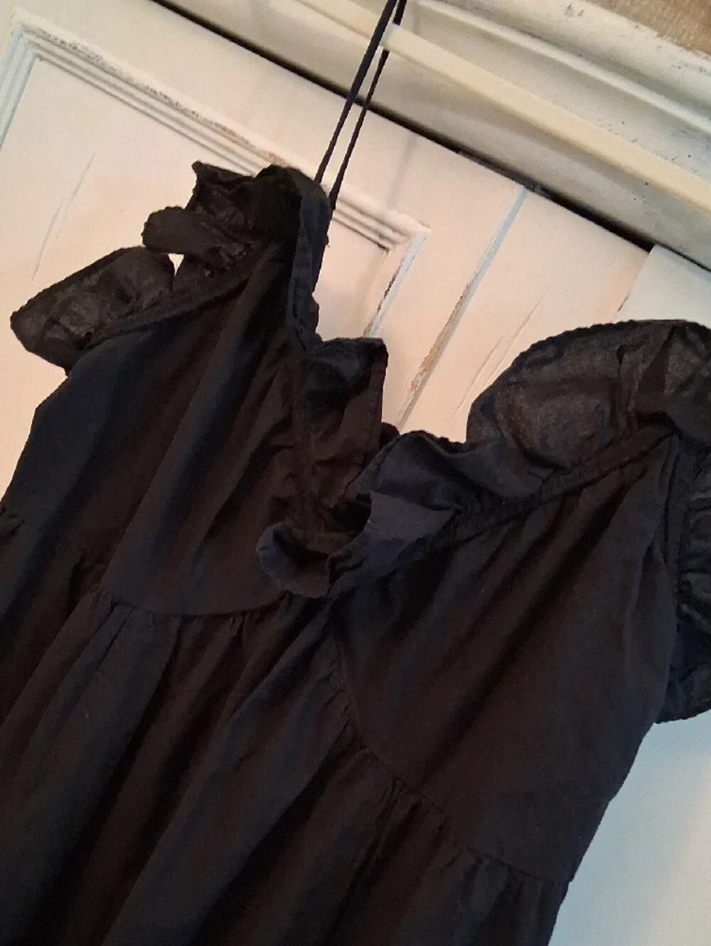 H&M Black Maxi Dress with Ruffle Spaghetti Straps - Picture 3 of 4
